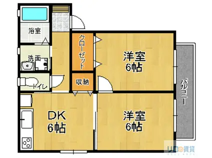 シャーメゾン逆瀬川A棟(2DK/2階)の間取り写真