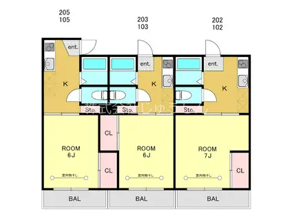 シュガーハウスMOTO住吉(1K/1階)の間取り写真