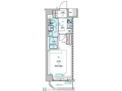 ジェノヴィア川崎鈴木町スカイガーデン(1K/4階)の間取り写真