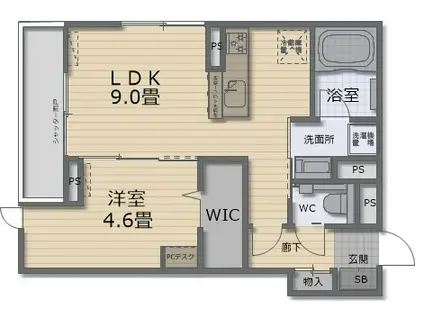 グリーンベリーフィールズ(1LDK/2階)の間取り写真