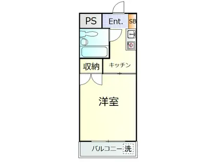ハイタウン馬込公園(1K/2階)の間取り写真