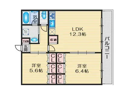 スティング(2LDK/7階)の間取り写真
