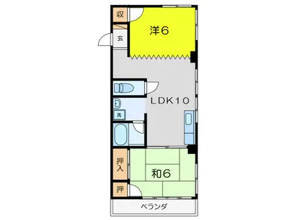 睦ハイツ(2DK/6階)の間取り写真