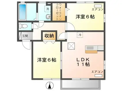 リビングタウン佐久平(2LDK/1階)の間取り写真