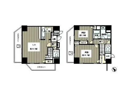 トレステージ目黒(2LDK/17階)の間取り写真
