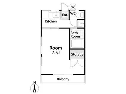 エメラルドハイツ(1K/2階)の間取り写真