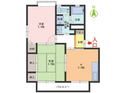 ディアスステイ(2K/1階)の間取り写真