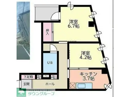 コーポマーサ(2K/4階)の間取り写真