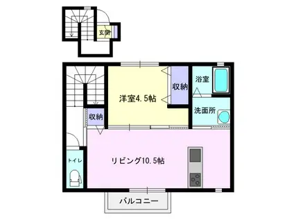 ドルチェ・ヴィータ三日月A(1LDK/2階)の間取り写真