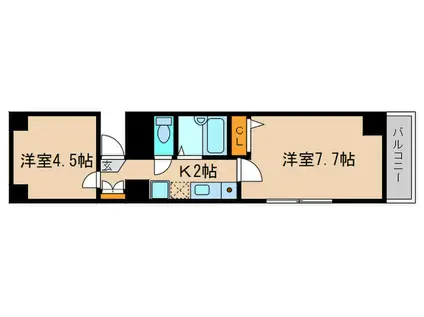 ブロスコート六甲Ⅱ(2K/2階)の間取り写真