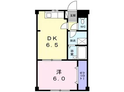 スウィートポテト(1DK/2階)の間取り写真