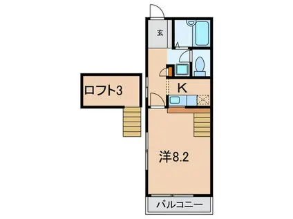 ソレイユ六甲道(1K/2階)の間取り写真