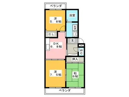 グラシア(3DK/3階)の間取り写真