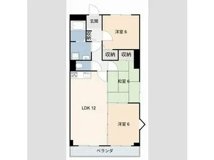 グリーンヒルズ白山(1LDK/2階)の間取り写真