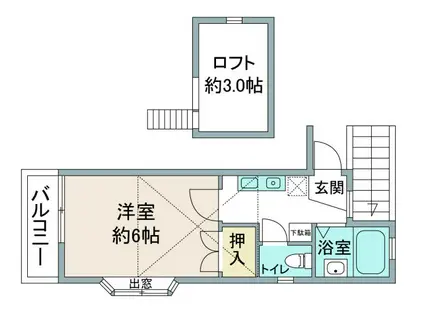 山王ハイツ(1K/2階)の間取り写真