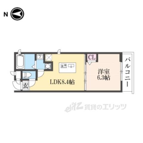 プルミエール鹿王院(1LDK/2階)の間取り写真