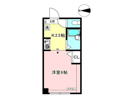 ホワイトエレガンスIII(1K/2階)の間取り写真