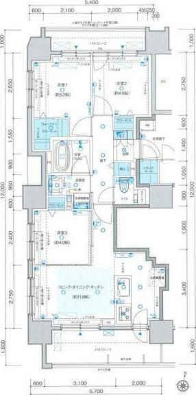 プレシス知事公館前ウエスト(3LDK/10階)の間取り写真