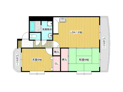 サニー福元III(2LDK/2階)の間取り写真