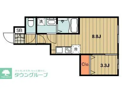 コートヤード南阿佐ヶ谷(1DK/1階)の間取り写真