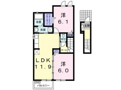 フィオーレ太田II(2LDK/2階)の間取り写真