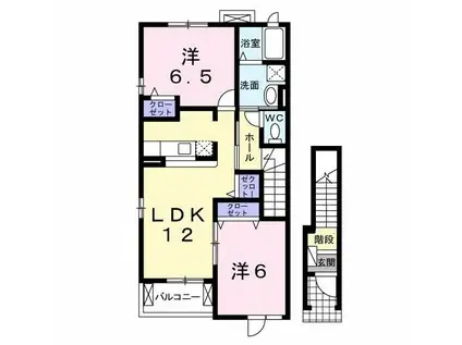 メゾン・メルベーユ壱番館(2LDK/2階)の間取り写真