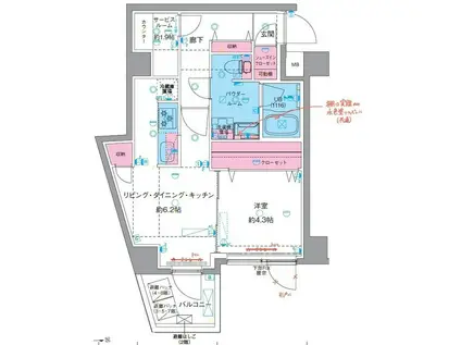 ジェノヴィア東向島IV(1SLDK/2階)の間取り写真
