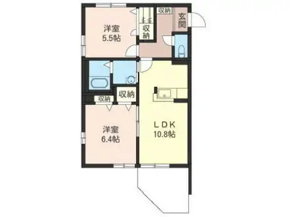 グリーンヒルズⅠ(2LDK/1階)の間取り写真