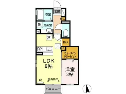 ルイティア VIII(1LDK/1階)の間取り写真