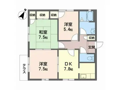 平岡ハイツ(3DK/1階)の間取り写真