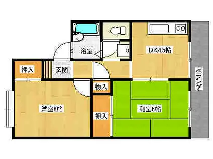 スカイヴィレッジ(2DK/2階)の間取り写真