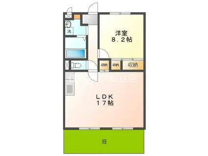 スターターマンション緑町II番館(1LDK/1階)の間取り写真