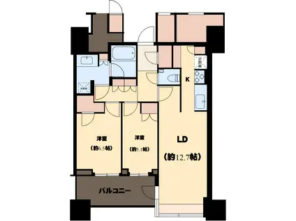 パークコート文京小石川ザ・タワー(2LDK/22階)の間取り写真