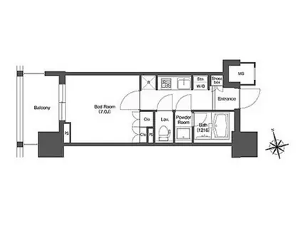 リーブルグラント西新宿イースト(1K/7階)の間取り写真