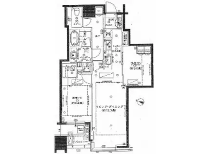 大崎 ウエストシティタワーズ ウエスト(2LDK/36階)の間取り写真