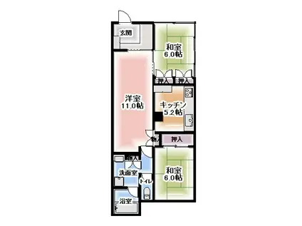 エリートインたいら(3K/2階)の間取り写真