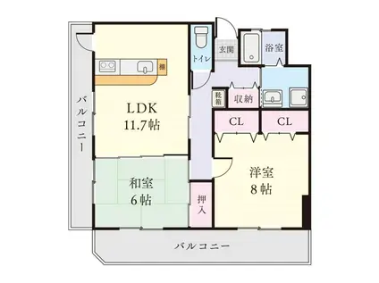 LA・FORET(2LDK/6階)の間取り写真