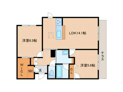 サニーサイドリュクス(2LDK/1階)の間取り写真