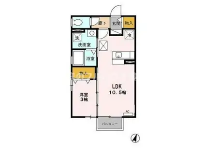 ウィルモア四ツ谷A(1LDK/1階)の間取り写真