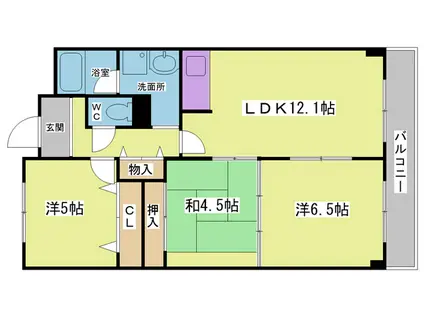 ベガ中上(3LDK/4階)の間取り写真