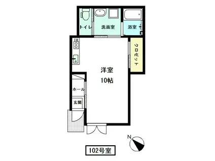 レージュ(ワンルーム/1階)の間取り写真