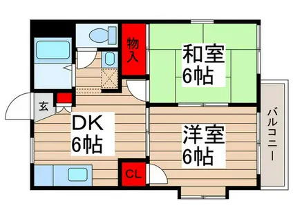 カーサ鎌ヶ谷(2DK/1階)の間取り写真
