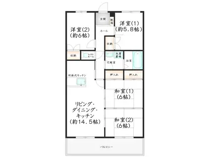 レ・ジュトン空港南(4LDK/2階)の間取り写真