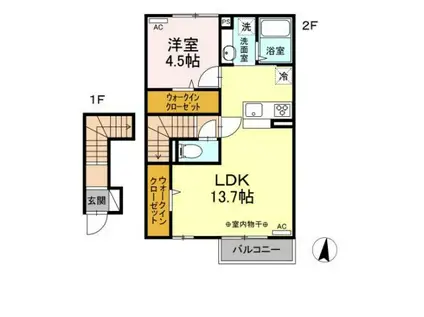 アビタシオン K(1LDK/2階)の間取り写真