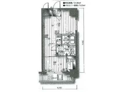 アイセレブ箱崎駅前(1LDK/4階)の間取り写真