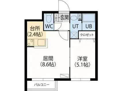 CHOCOLAT(1LDK/3階)の間取り写真