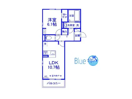 ウィルデンスD-STAY A(1LDK/2階)の間取り写真