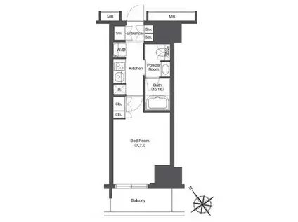 東京ポートシティ竹芝 レジデンスタワー(1K/3階)の間取り写真