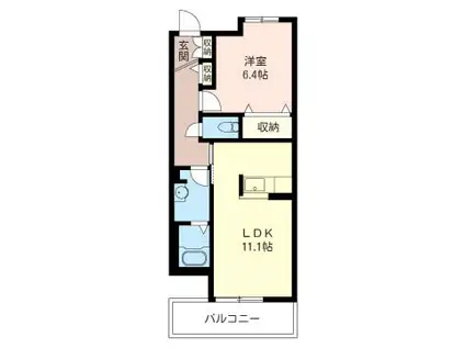 グランベリーコートB(1LDK/1階)の間取り写真