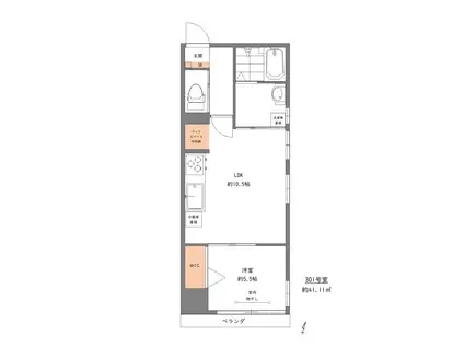 キャトルフィーユ(1LDK/3階)の間取り写真